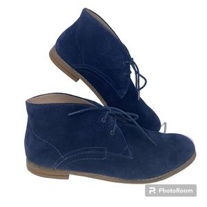 Franco Sarto Women's Lace-Up Blue Suede Ankle Leather Chukka Boots Size 7
